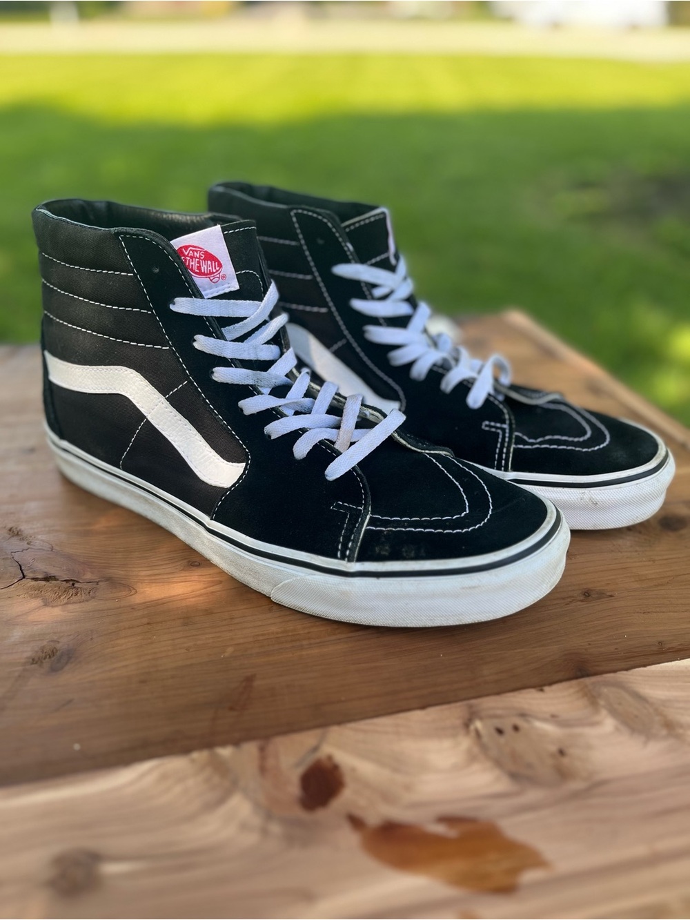 Vans Black and White Sk8-Hi Classic High-Top Sneakers
